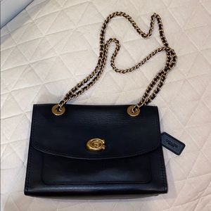 Matte Black Coach Crossbody with Gold Hardware